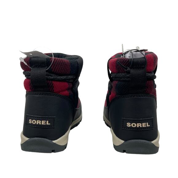 Sorel Whitney Plaid Waterproof Snow Boots Red Dahila Size 6.5 - Picture 6 of 10